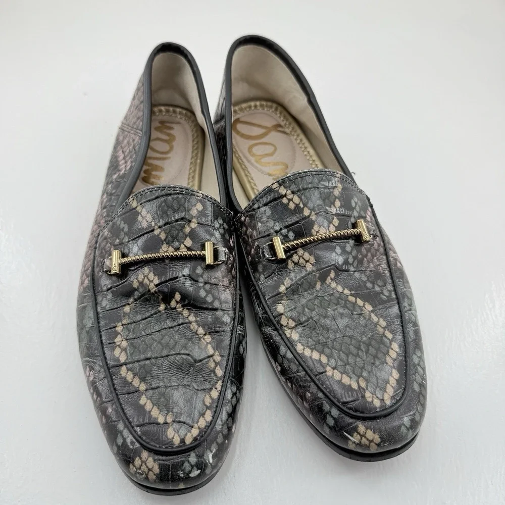 Sam Edelman Lior Wintergreen Snake Print Leather Bit Loafers Women's US Size 7 M